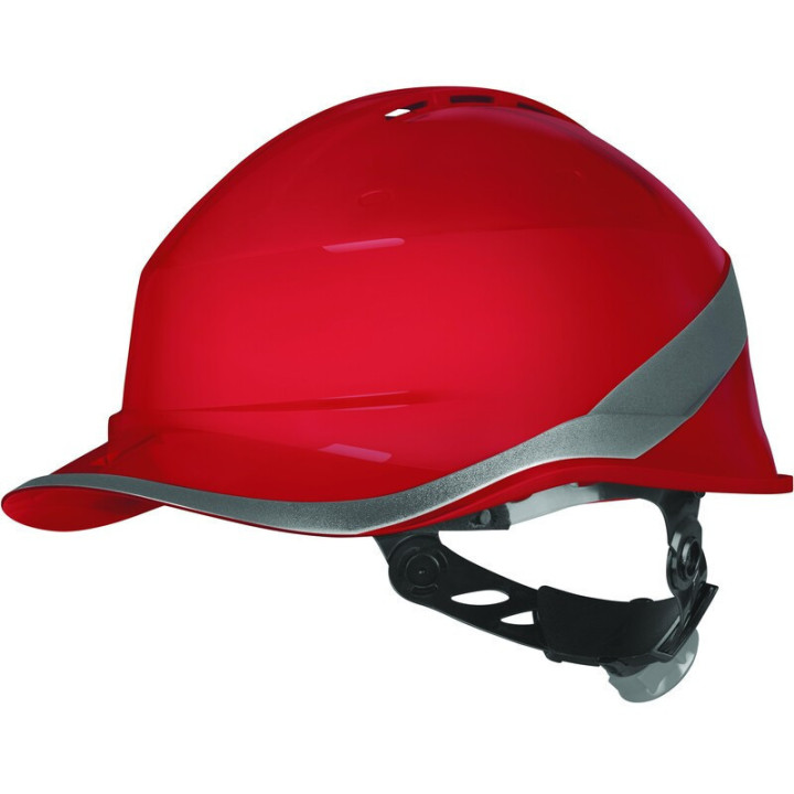 Casque de chantier ventilé forme casquette baseball serrage rotor