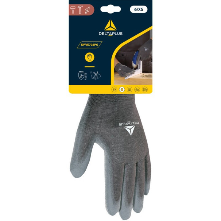 Gant tricot polyester/ paume PU pour travaux de précision