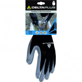 Gant tricot polyester / paume nitrile pour manutention milieu huileux