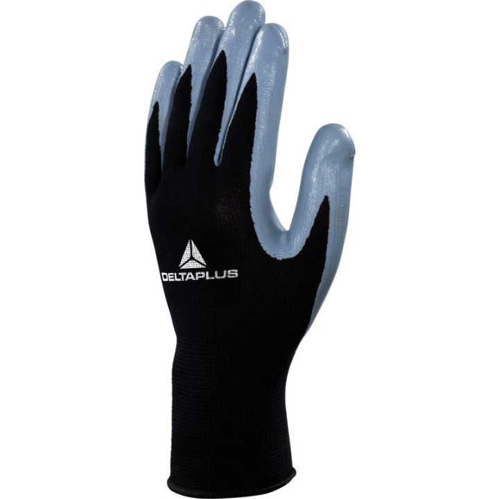 Gant tricot polyester / paume nitrile pour manutention milieu huileux