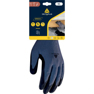 Gant tricot polyamide spandex paume nitrile/pu + picots pour manutention milieu huileux