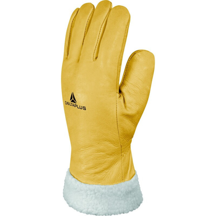 Gants grand froid cuir pleine fleur fourrés longueur 30 cm