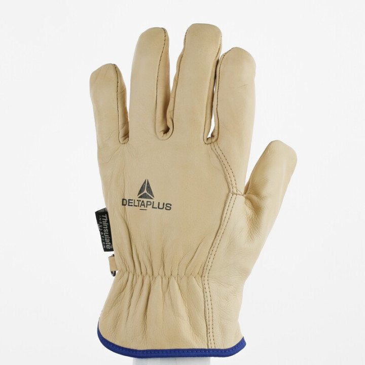 Gants de travail hiver cuir pleine fleur fourrés longueur 26 cm