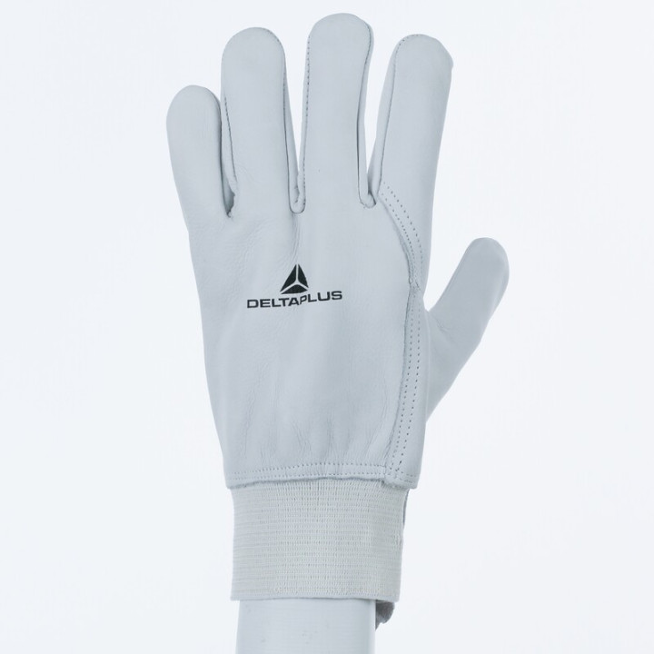 Gants cuir poignet bord cotes longueur 26 cm