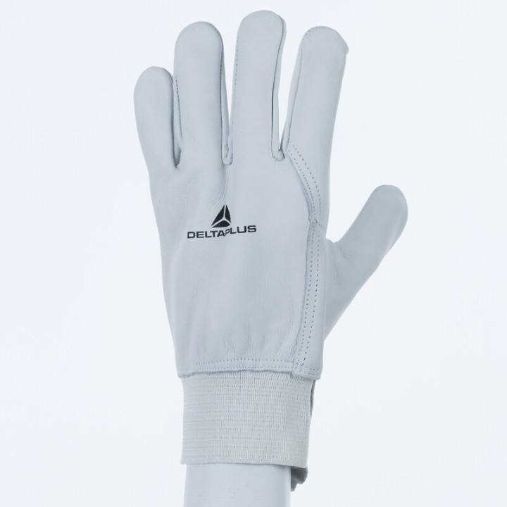 Gants cuir poignet bord cotes longueur 26 cm