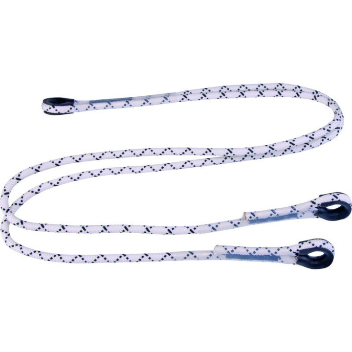 Double longe corde tressée 1,5 m - 3 boucles cossées