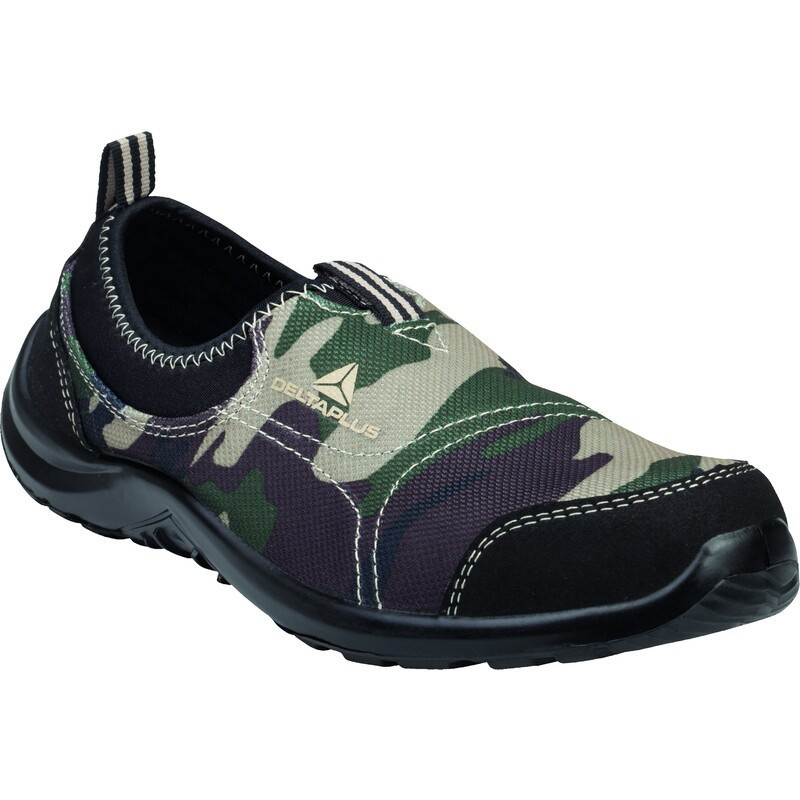 Chaussure de sécurité sans lacets camouflage légère et souple