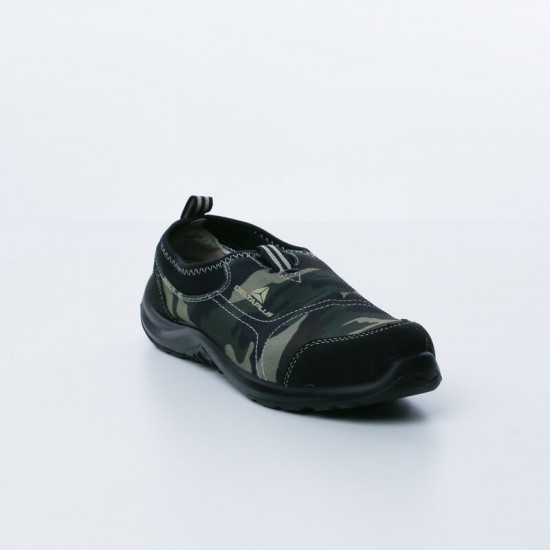 Chaussure de sécurité sans lacets camouflage légère et souple
