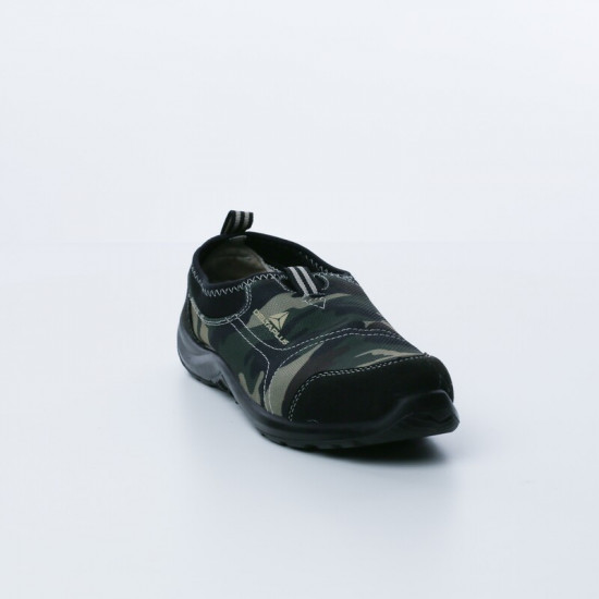 Chaussure de sécurité sans lacets camouflage légère et souple