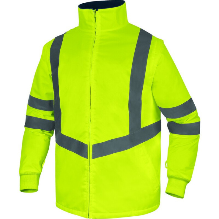 Parka 5 en 1 Haute Visibilité en Polyester Oxford enduit Polyuréthane, Doublure Amovible