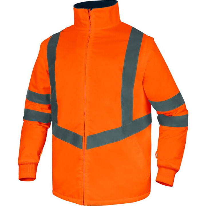 Parka 5 en 1 Haute Visibilité en Polyester Oxford enduit Polyuréthane, Doublure Amovible