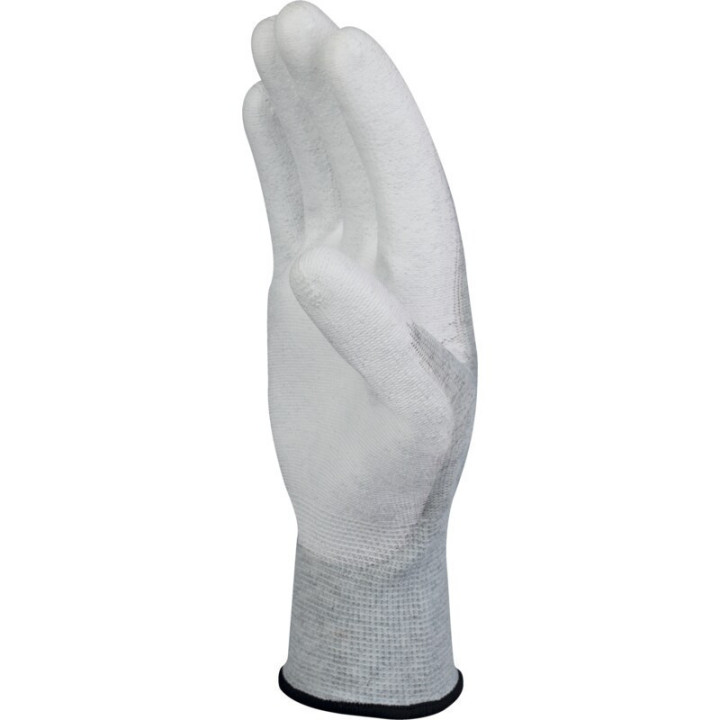 Gant antistatique tricot polyester/carbone paume enduite PU ESD