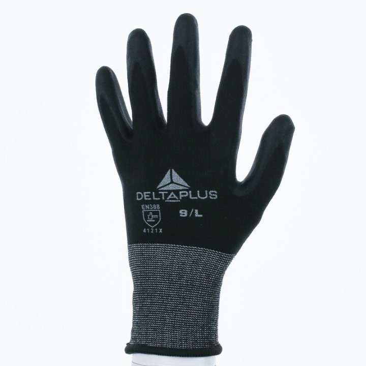 Gant tricot polyester/spandex paume mousse nitrile