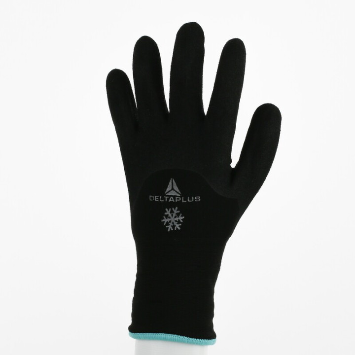 Gant tricot acrylique polyamide paume doigts et mi-dos enduit