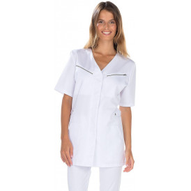 Tunique médicale femme – Pressions discrètes et poches sécurisée