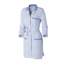 Tunique femme rayée bleue AMANDINE MOLINEL avec ceinture et col tailleur