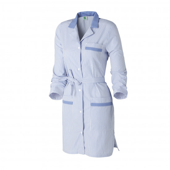 Tunique femme rayée bleue AMANDINE MOLINEL avec ceinture et col tailleur