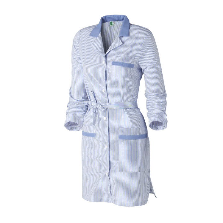 Tunique professionnelle femme rayée bleu manches transformables