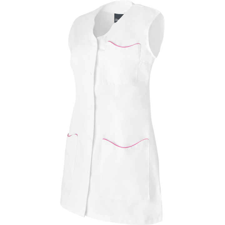 Tunique médicale femme sans manches LAURIE cintrée blanc