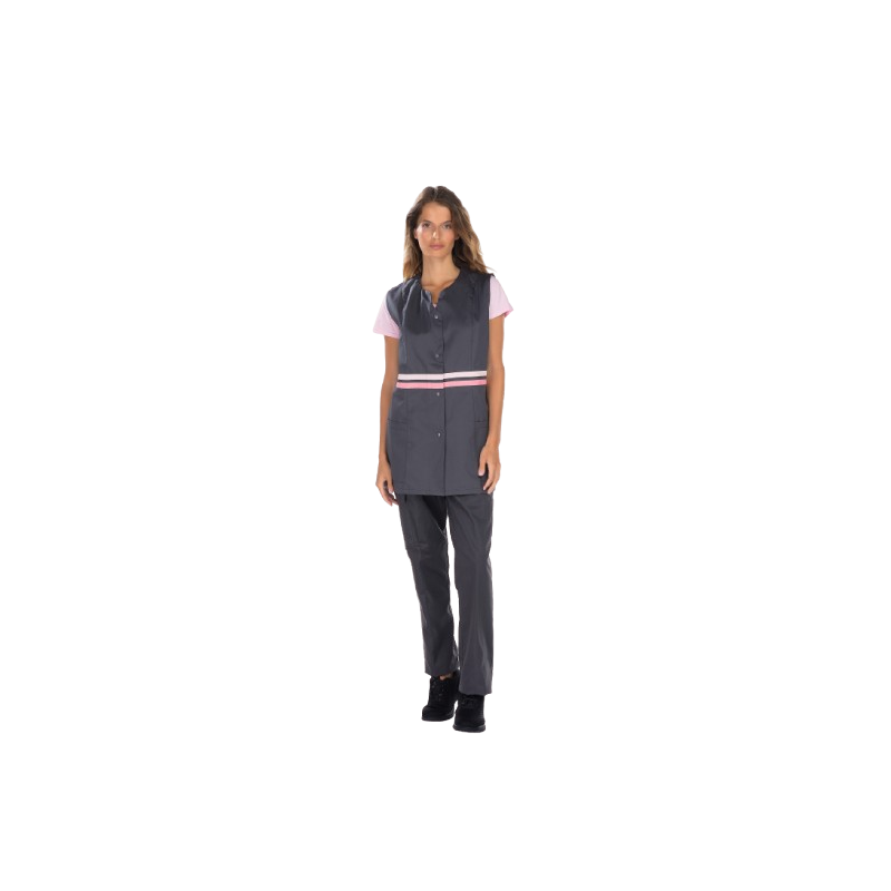 Tunique LOU MC REMI CONFECTION blanc/rose manches courtes