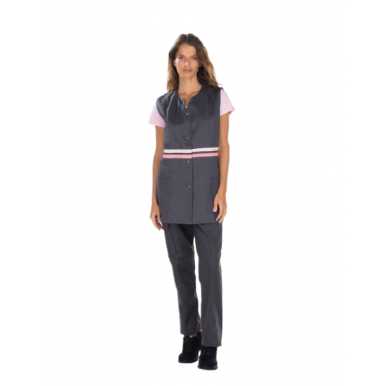 Tunique LOU MC REMI CONFECTION blanc/rose manches courtes