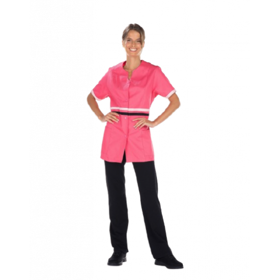 Tunique LOU MC REMI CONFECTION blanc/rose manches courtes