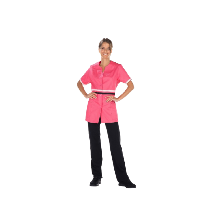 Tunique médicale femme blanc rose manches courtes REMI