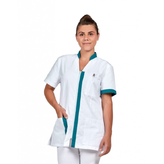 Tunique professionnelle TARA coupe ajustée et fermeture ZIP pratique