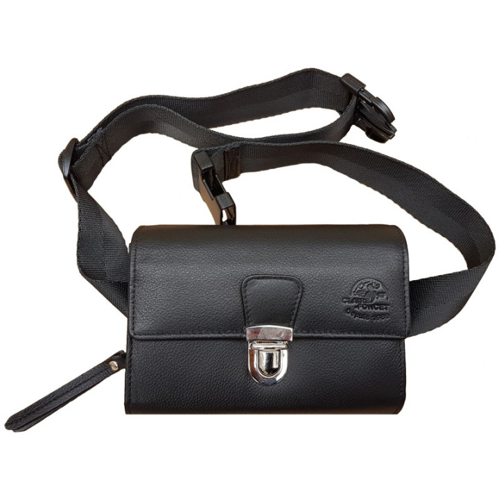 Sacoche serveur cuir noir monnayeur 5 pièces fermeture cartable