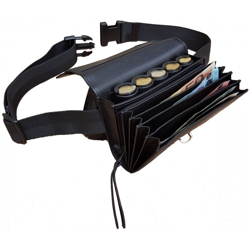 Sacoche en CUIR avec monnayeur 5 PIÈCES fermeture CARTABLE