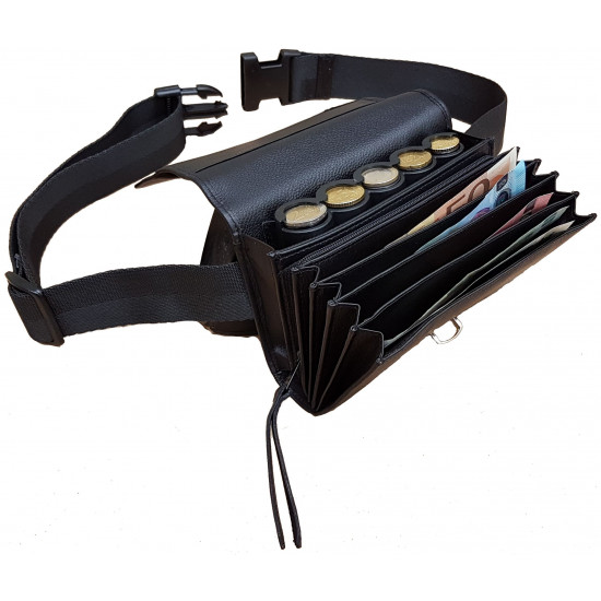 Sacoche en CUIR avec monnayeur 5 PIÈCES fermeture CARTABLE