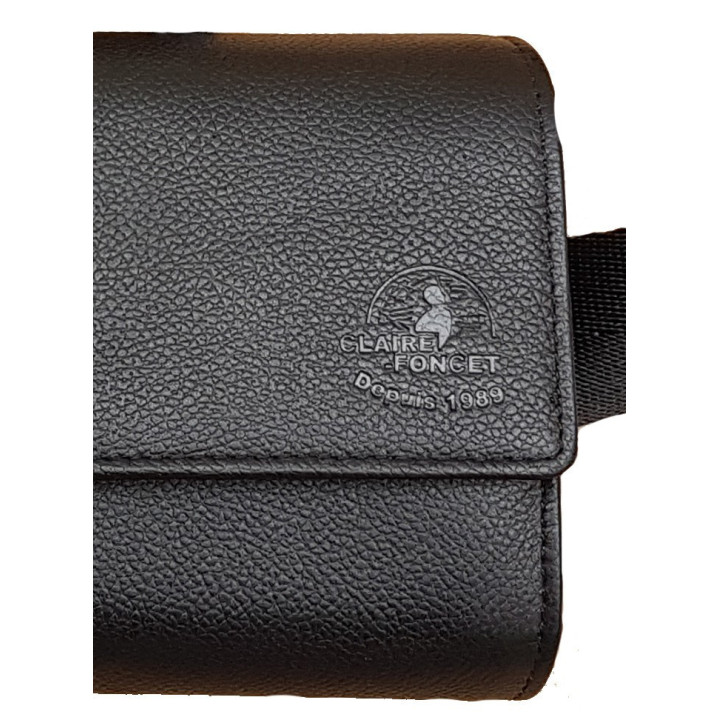 Sacoche serveur cuir noir monnayeur 5 pièces fermeture cartable