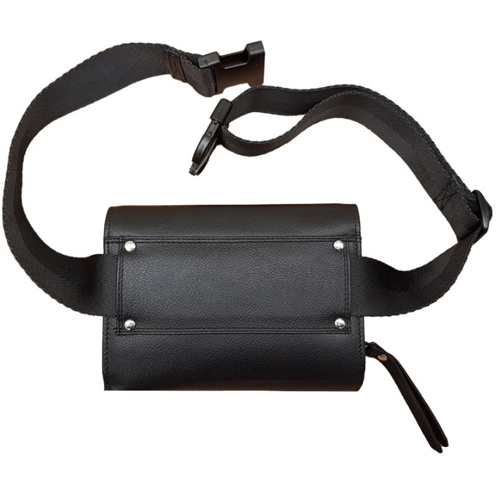 Sacoche serveur cuir noir monnayeur 5 pièces fermeture cartable