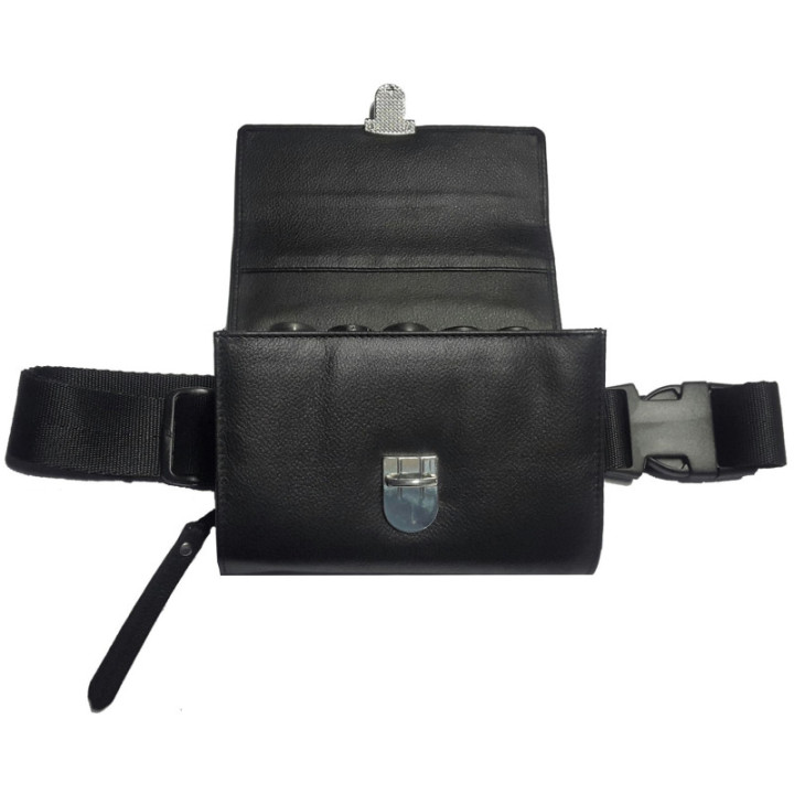 Sacoche serveur cuir noir monnayeur 5 pièces fermeture cartable
