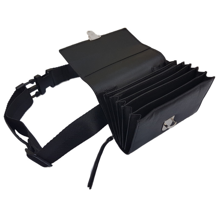 Sacoche Service en CUIR, Ouverture Accordéon, SANS MONNAYEUR 5 PIÈCES, Fermeture CARTABLE