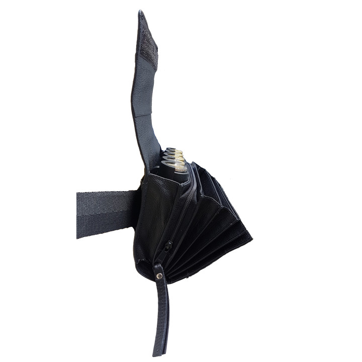 Sacoche Service en CUIR, Ouverture Accordéon, SANS MONNAYEUR 5 PIÈCES, Fermeture CARTABLE