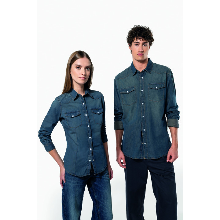Chemise denim manches longues