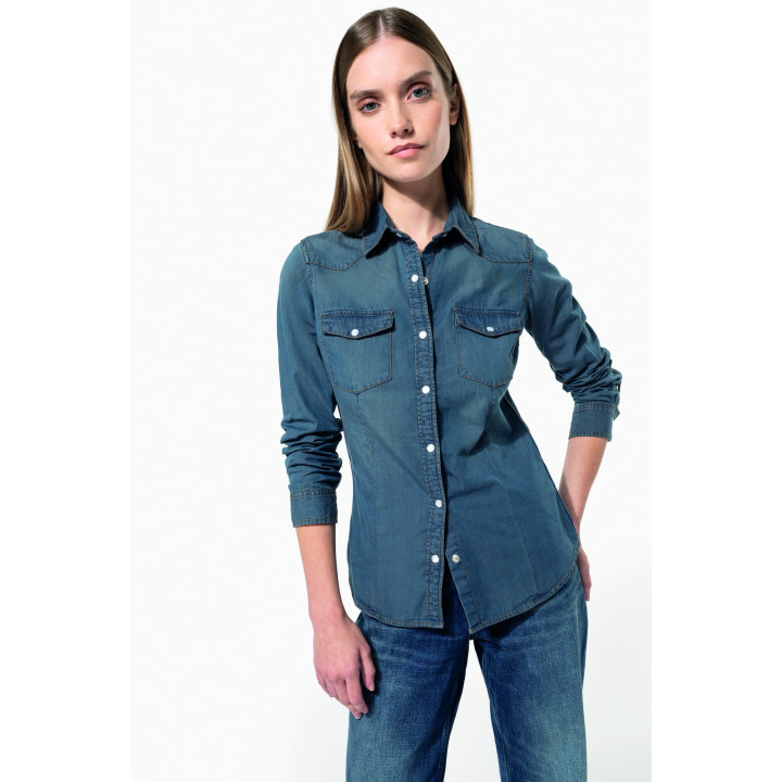 Chemise denim manches longues