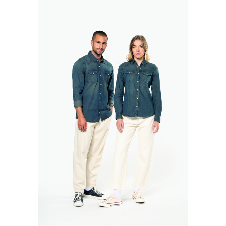 Chemise denim manches longues