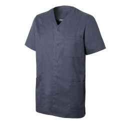 Tunique Homme MERLIN Col V Bleu Chambray en Tencel