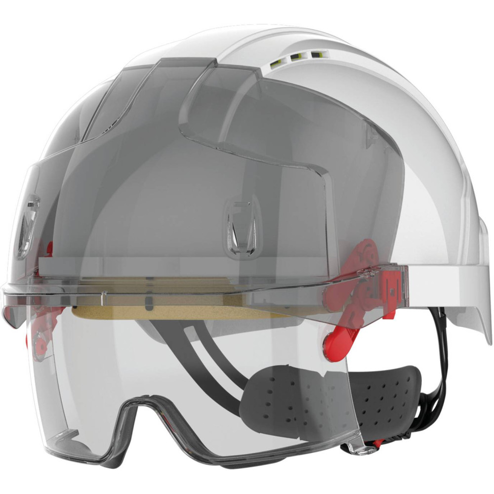 Casque de sécurité EVO® VISTAlens micro-visière, ventilé, avec sur-lunette integrée anti-buée, anti-rayures KN