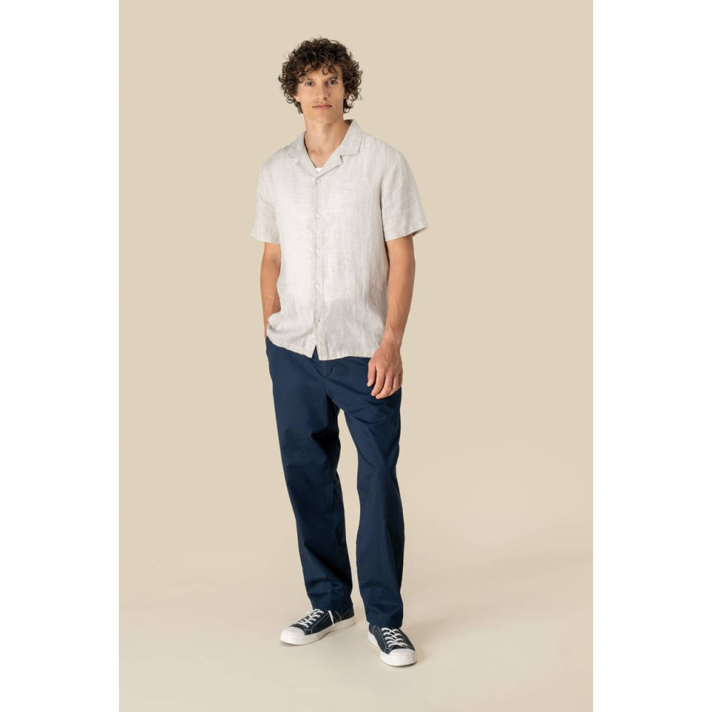 Chemise à col bowling en lin homme