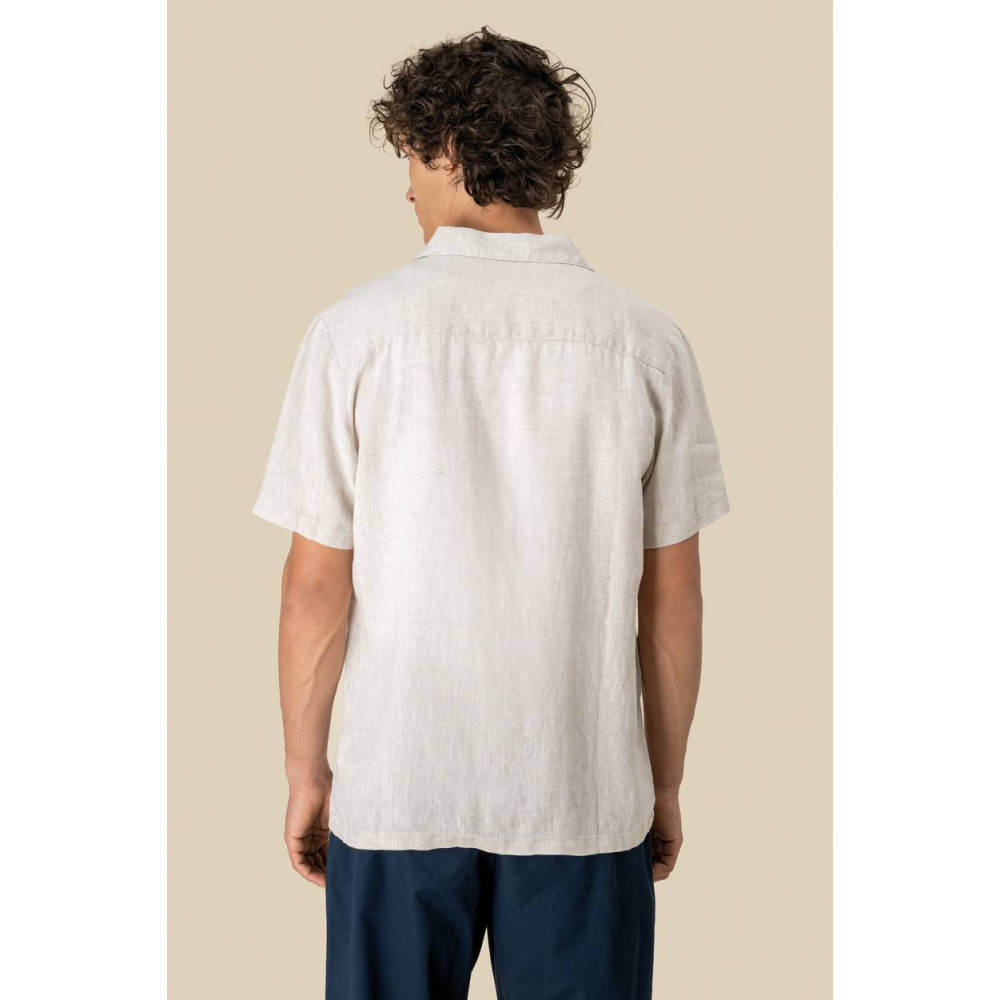Chemise à col bowling en lin homme