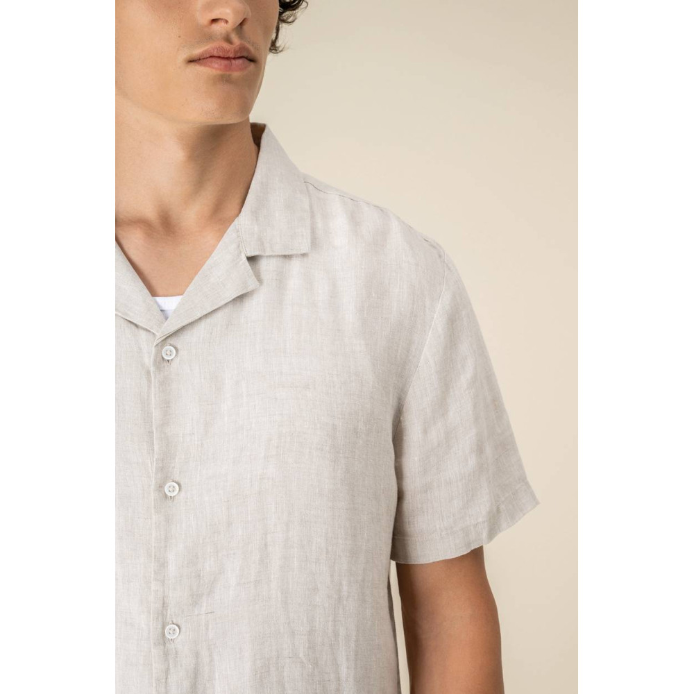 Chemise à col bowling en lin homme