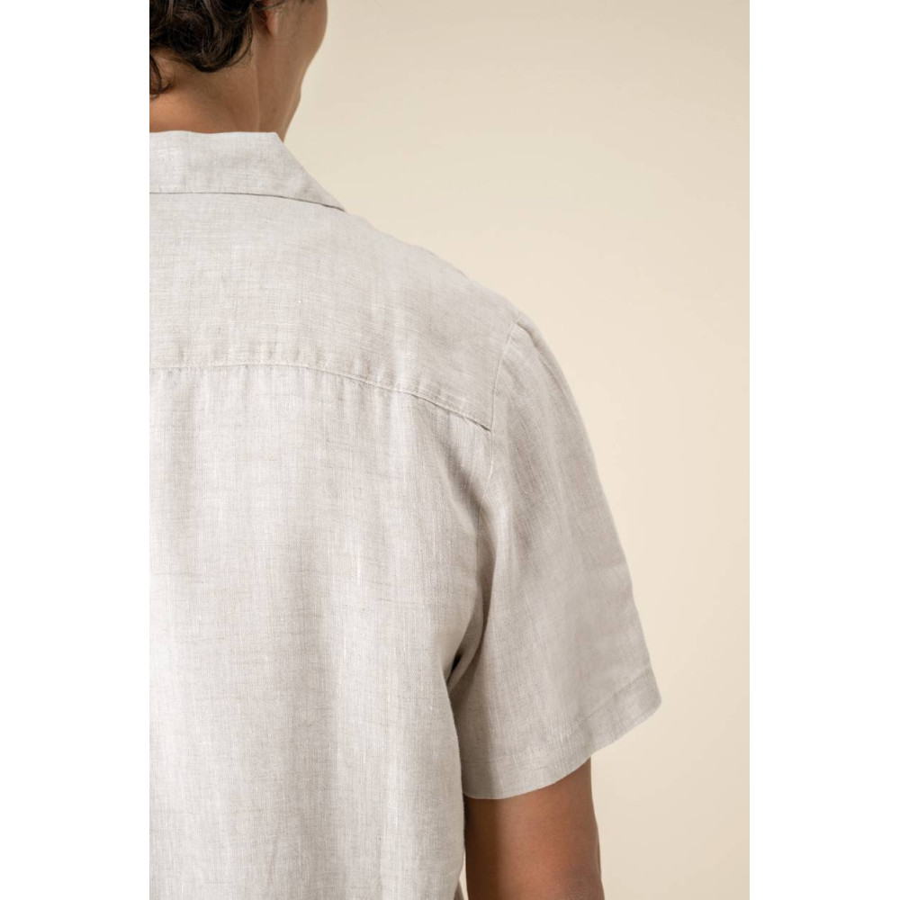 Chemise à col bowling en lin homme