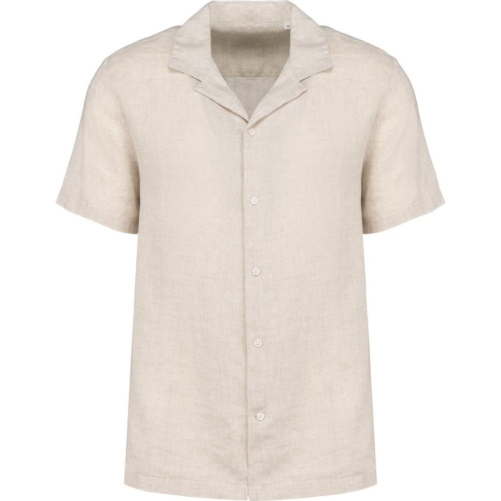 Chemise à col bowling en lin homme
