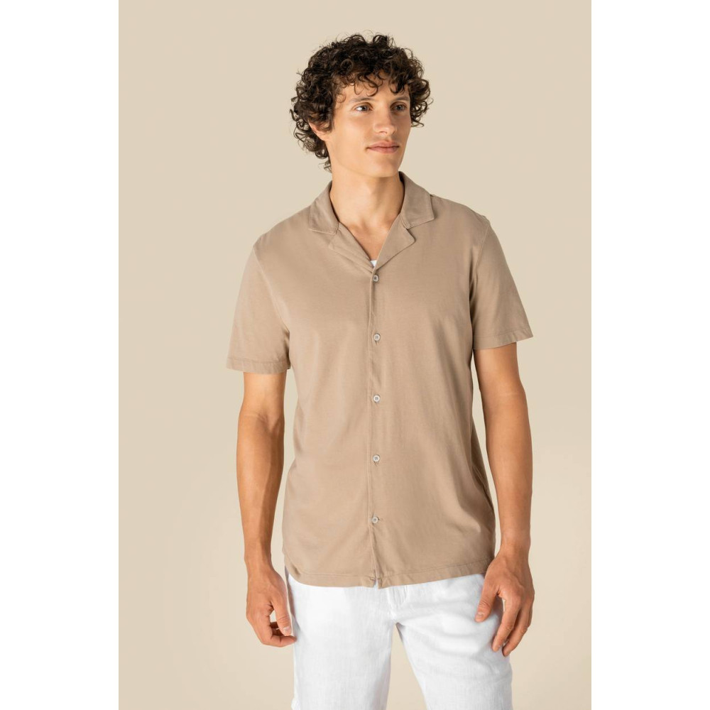 Chemise écoresponsable à col bowling délavée en jersey manches courtes homme