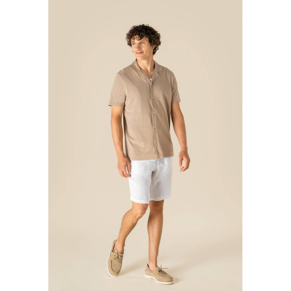 Chemise écoresponsable à col bowling délavée en jersey manches courtes homme