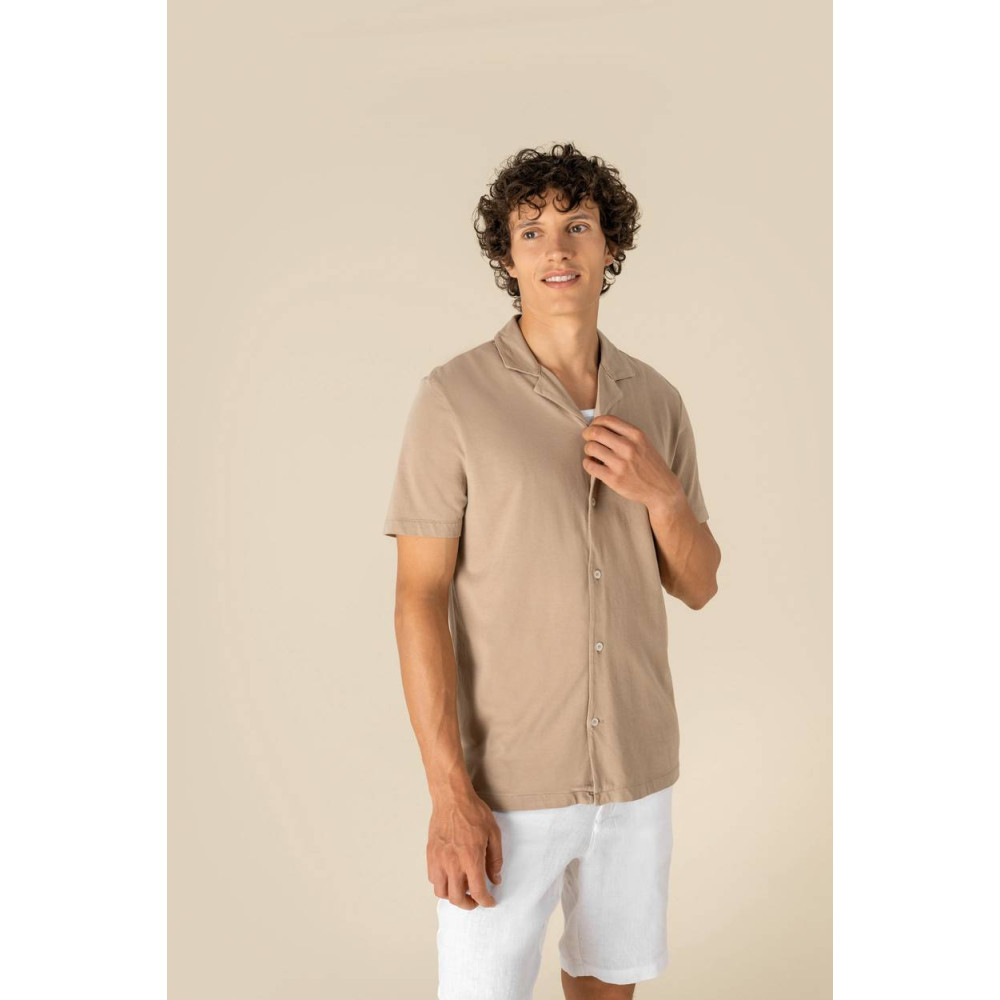 Chemise écoresponsable à col bowling délavée en jersey manches courtes homme
