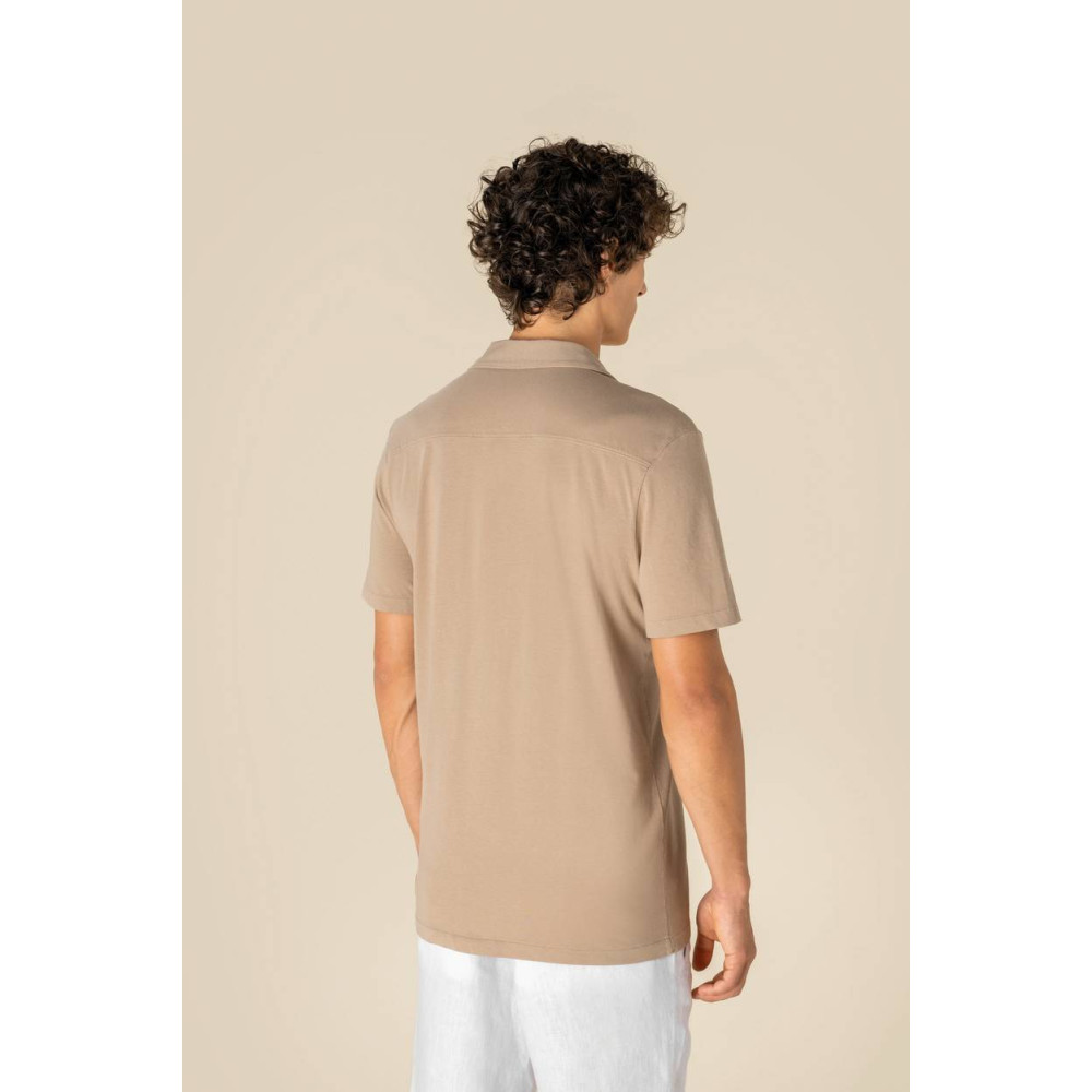 Chemise écoresponsable à col bowling délavée en jersey manches courtes homme